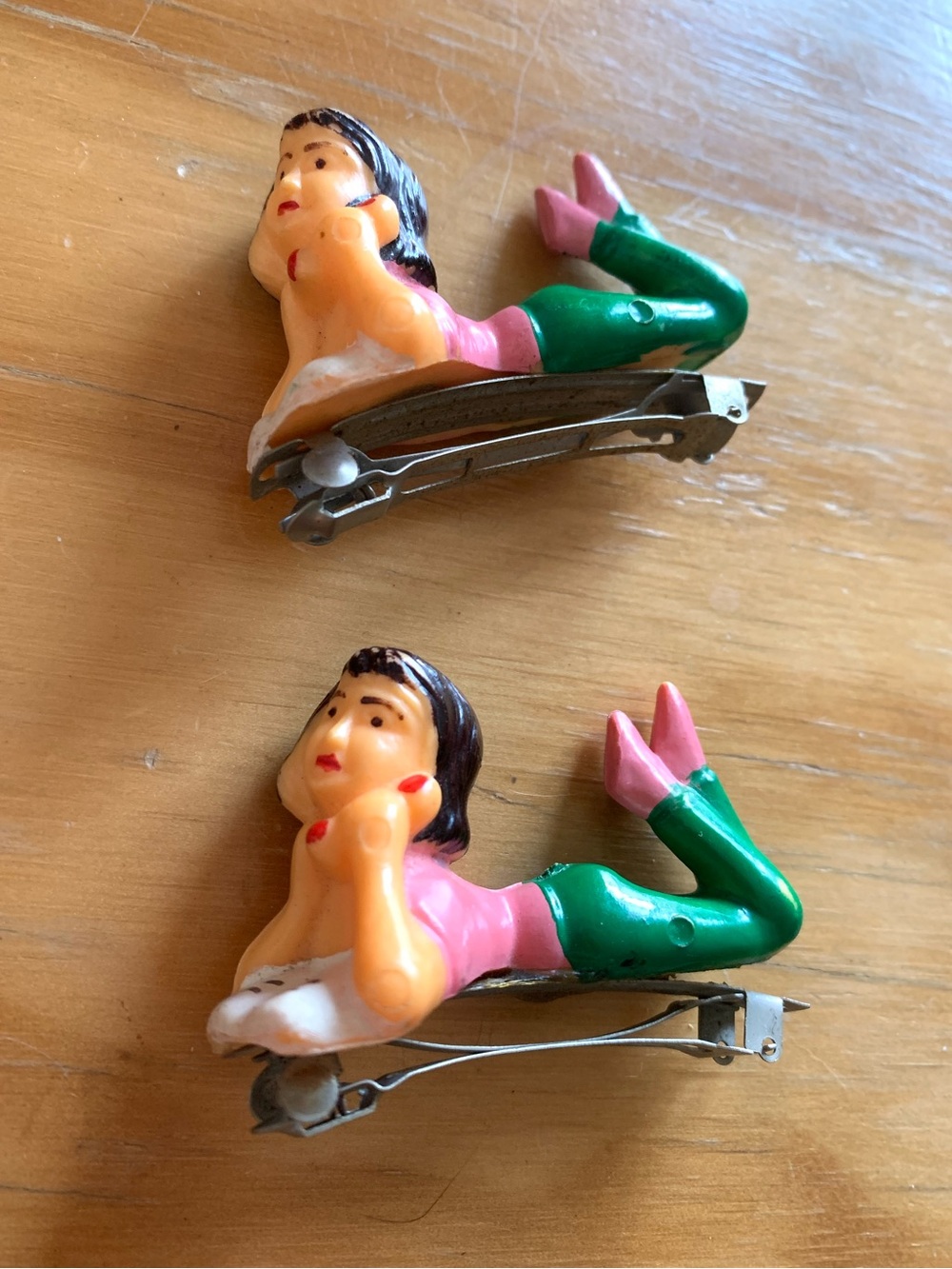 Vintage 1950s Wilton Telephone Girl
Upcycled Hair Clips Pair